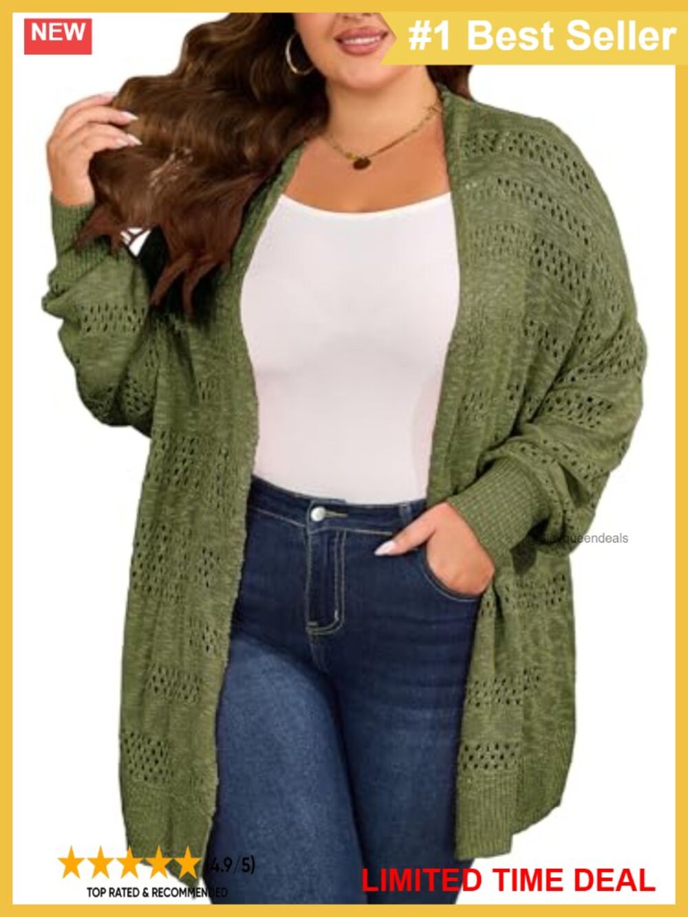 Plus Size Lightweight Open Front Knit Cardigan Batwing Sleeve Summer Cover Up